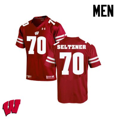 Men's Wisconsin Badgers NCAA #70 Josh Seltzner Red Authentic Under Armour Stitched College Football Jersey EB31O43HV